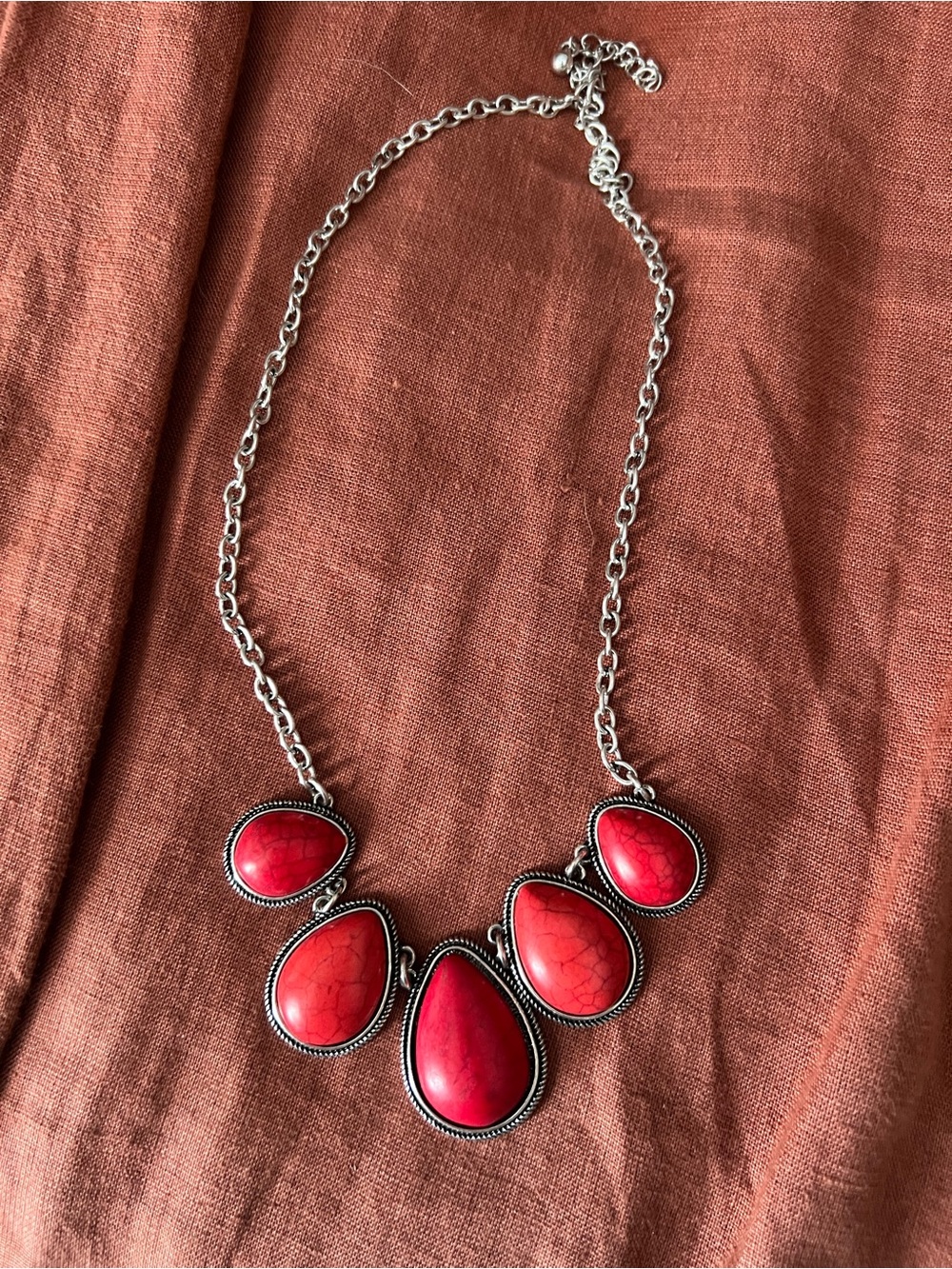 Red Teardrop Statement Necklace - Women Jewelry